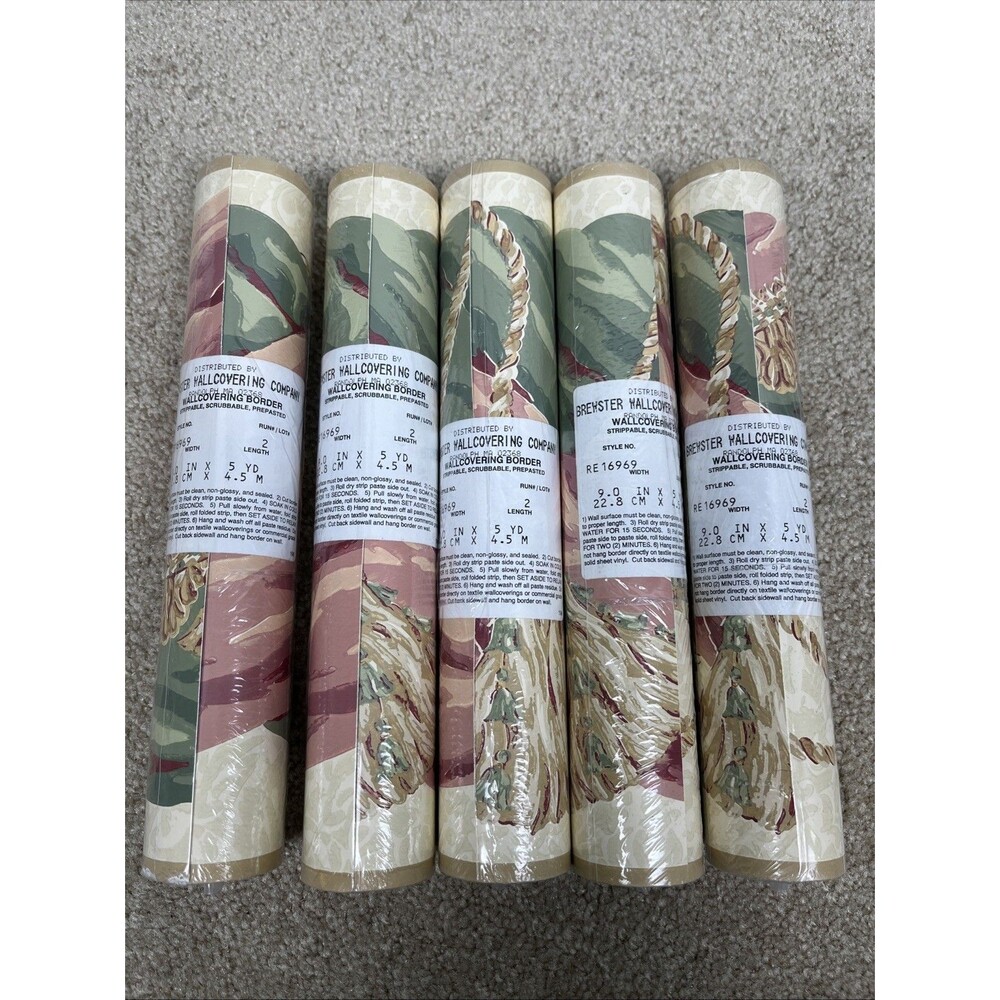 VTG Brewster Cottage Floral Wallpaper Border 5 Rolls RE16969 9” x‎ 5 yd Sealed
